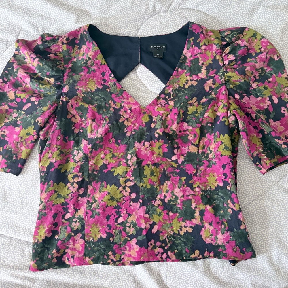 Club Monaco Floral Silk Blouse